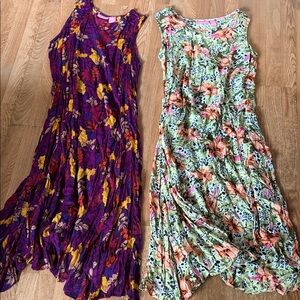 Woman Set of two Floral Maxi Dress in purple and green size XL